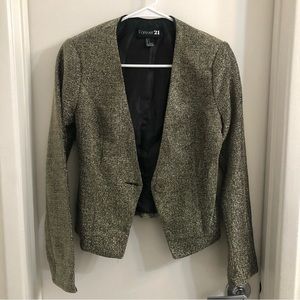 Forever 21 Gold & Black Glitter Shimmer Blazer